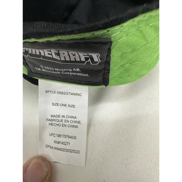Minecraft Childrens Hat Black Green Logo Snapback Cap - Picture 4 of 8